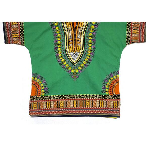 Big Mama Dashiki African Style Pullover Top Women's Medium Green and Orange - Picture 7 of 7